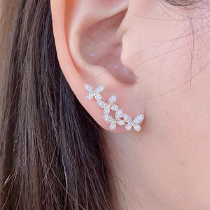 Orecchini a Farfalla Bianchi Champagne con Cristalli e Strass, Gioielli Romantici da Festa per Donne - Product Image 3