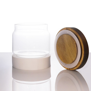 Grand pot de conservation alimentaire en verre grande capacité, transparent, pour céréales, avec couvercle en <span class=keywords><strong>bois</strong></span> d'acacia - Product Image 4