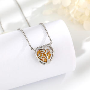 Collar difusor de aceite esencial bola hueca y corazón collar de medallón de acero inoxidable colgante de aromaterapia - Product Image 6