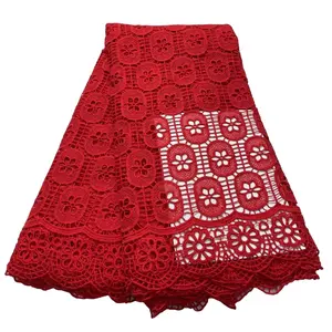 Полностью Водорастворимая кружевная ажурная молочная шелковая ткань, Африканское платье с вышивкой