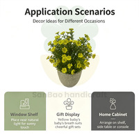 Fleurs Artificielles 22cm Jaunes Gypsophiles en Pot, Têtes de Fleurs en Mousse Écologiques pour la Maison, Halloween, la Saint-Valentin