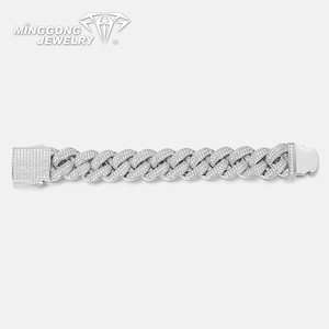 Nouveau bracelet cubain en moissanite plaqué or <span class=keywords><strong>blanc</strong></span> style hip-hop 20 mm pour hommes et femmes, quatre rangées avec testeur de diamant conforme aux normes - Product Image 2