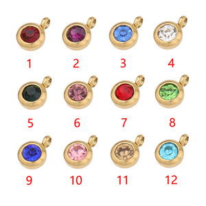Pendentif en Acier Inoxydable Plaqué Or 18K PVD avec Zircon Coloré de 6mm, Breloque Pierre de Naissance en Acier Titane, 12 Mois, Accessoires de Bijoux DIY - Product Image 5