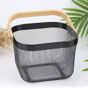 Metal Mesh <b>Basket</b> with Handle Square Harvest Storage <b>Small</b> <b>Basket</b> with Handle for Shopping Garden Bathroom Kitchen Organizing - Product Image 4