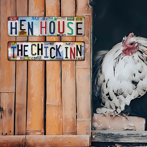 Gespleißtes langes Metallschild „Hen House the Chick <span class=keywords><strong>Inn</strong></span> Farmhouse“ mit Text als Wanddekoration - Product Image 3