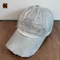 Gorra de Béisbol Desgastada con Tachuelas Believer para Hombre y Mujer, Lavado Ácido, Estilo Vintage, Vaquera Rota, con Lazos, Deportiva, Snapback, Streetwear, HipHop