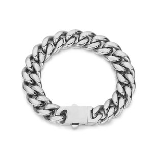 Bracelet cubain unisexe en acier inoxydable style hip-hop, largeur 8 mm, avec fermoir à ressort, finition brossée, motif géométrique tendance, idéal pour un anniversaire - Product Image 6