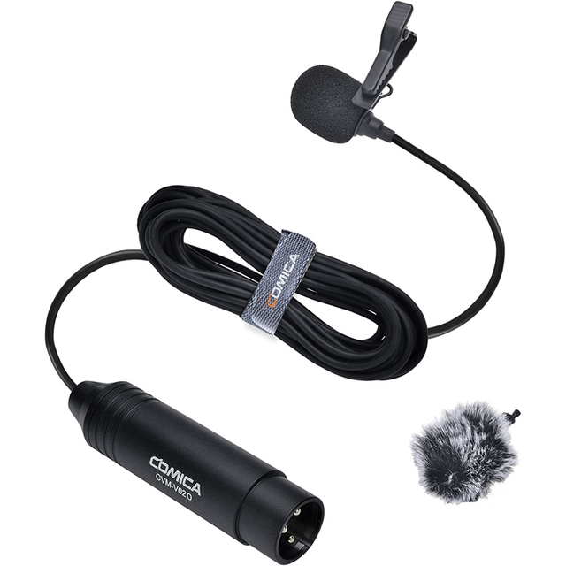 COMICA CVM-V02O XLR 48V Phantom Power Lavalier Microphone Omnidirectional Lapel Microphone for Canon Sony Panasoni Camcorders