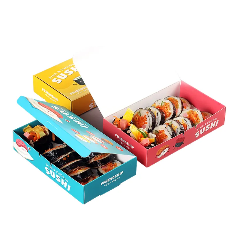 O logotipo personalizado ecológico da caixa de empacotamento rápido do restaurante da caixa de empacotamento fazer sushi caixa de empacotamento para o alimento da takeout