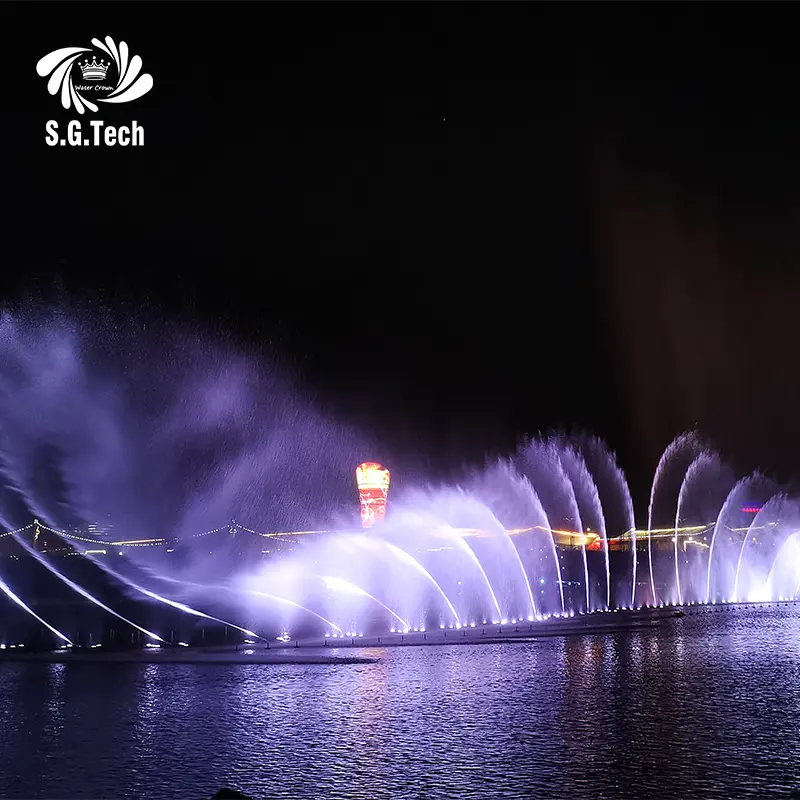 أساس المدينة الضخمة نافورة المياه في الهواء الطلق تاج البحيرة منظر الحديقة تحكم في الموسيقى حجر حديقة الإضاءة تحكم في ستارة المياه
