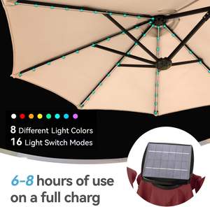 Parasol de patio rectangulaire avec lumières solaires, parasol de marché double face avec manivelle, grands parasols d'extérieur pour jardin - Product Image 3