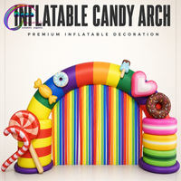 Arche gonflable sur le thème des bonbons avec décorations sucettes, beignets et cœurs pour événements et expositions