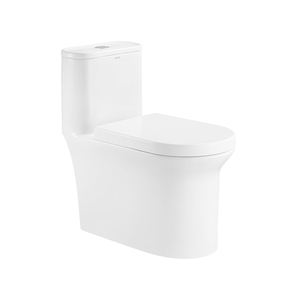 WC monobloc moderne en céramique de marque ARROW, à chasse d'eau double sans bride, à siphon en S, à fixation au sol, autonettoyant pour salle de bain - Product Image 2
