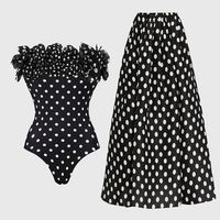 Baju Renang Wanita 2026 Model Bandeau Polkadot High Cut 2-Piece dengan Logo di Pinggang Ukuran Besar Ramah Lingkungan untuk Liburan Pantai