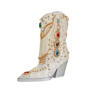 Produttore <span class=keywords><strong>stivali</strong></span> Western personalizzati di grandi dimensioni 35-46 punta tacco grosso GemTassel <span class=keywords><strong>cowboy</strong></span> <span class=keywords><strong>stivali</strong></span> da <span class=keywords><strong>donna</strong></span> - Product Image 5