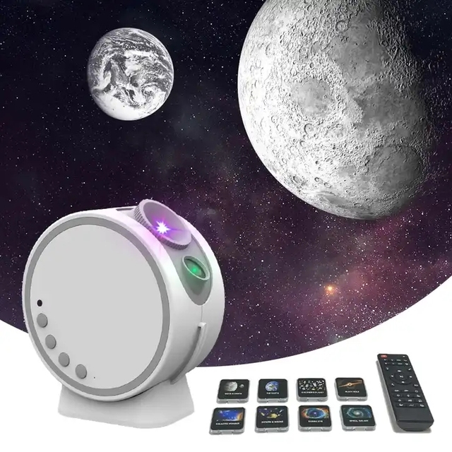 Starry Projector Lamp Children Bedroom Night LED Light Decor Remote Control Rotating Star Galaxy Moon Projector Table Lamp