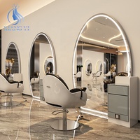 Coiffure miroir de salon led pleine longueur corps stand miroirs suspendus décor miroir mural