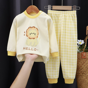 Vente en gros - Ensemble de <span class=keywords><strong>pyjama</strong></span> pour enfants, garçons et filles, en coton tricoté à manches longues, avec un motif de dessin animé mignon, pour l'automne et l'hiver - Product Image 1