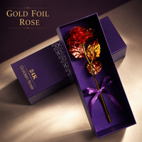 Ornement de rose plaqué or, fleur artificielle éternelle, base en forme de cœur, boîte cadeau, mariage, Saint-Valentin, vente en gros
