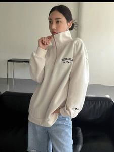 เสื้อฮู้ดซิปผู้หญิงปักลายพร้อมส่ง แขนยาว ทรงหลวม สไตล์สตรีทแวร์ ปักโลโก้ - Product Image 5