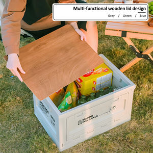 Hotsale Useful Portable Picnic Folding <strong>Box</strong> Large Capacity Outdoor Camping Lightweight <strong>Storage</strong> <strong>Box</strong> With <strong>Wooden</strong> Lid - Product Image 3