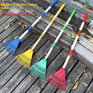 Râteau à feuilles miniature en plastique à 14 dents, détachable, multicolore, modèle PS277, pour enfants, pour nettoyer les feuilles mortes dans le jardin et la pelouse - Product Image 2