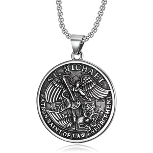 Collar de San Miguel Arcángel, Collar de Aleación Ecológica con Colgante Retro, Collar de Marca Moderna para Hombre - Product Image 2