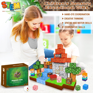107 pièces en plastique aimant bloc ensemble <span class=keywords><strong>Construction</strong></span> monde bâtiment Cube <span class=keywords><strong>jeu</strong></span> tige Montessori sensoriel empilage jouets pour enfants - Product Image 4