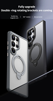 Étui de protection magnétique 360° en métal avec support pour téléphone portable Samsung S25 Plus S24 Ultra 2025