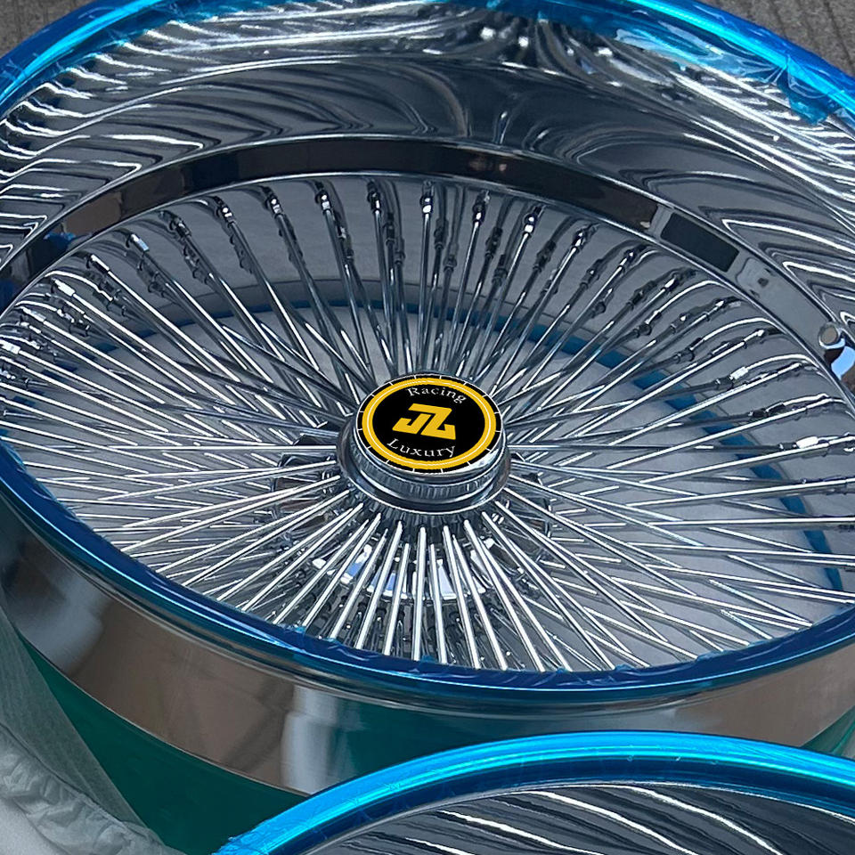 JZ 22 24 26inch Spoke Wire Wheels 180/200 Spokes Chrome Deep Dish Rims ...