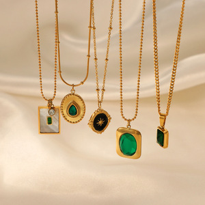 Colliers pendentif <span class=keywords><strong>émeraude</strong></span> en acier inoxydable de style français Collier zircon <span class=keywords><strong>émeraude</strong></span> coeur de luxe - Product Image 2