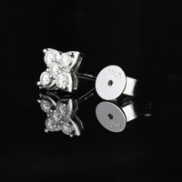 Modische Hip-Hop Vierblättrige Ohrstecker Neues Design Funkelnde 925 Sterling Silber Blumen-Schmuck VVS D Moissanit-Ohrringe