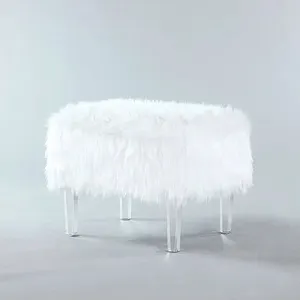 Clear Acrylic Bench Thick Shiny Acrylic Stools Transparent Lucite living room Seat with colorful cushion