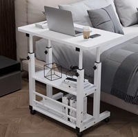 Tekerlekli Yüksek Kaliteli Dizüstü Bilgisayar Masası, Yüksekliği Ayarlanabilir, Kanepe Yan Sehpası, Ofis ve Çalışma Masası 60x40cm