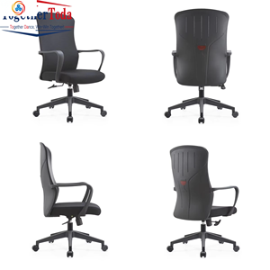 Silla de Oficina Ejecutiva Ergonómica Moderna, Económica, de Tela Negra, Giratoria, con Base de Acero Inoxidable - Product Image 5