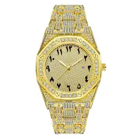 Luxe Bling Volledige Diamond 18K Vergulde Horloge Iced Out Hip Hop Mannen Horloges Auto Datum Horloge