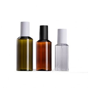 Botella de PET Ámbar Verde de Alta Gama de 100, 150, 200 y 280 ml para Loción en Aerosol, para Suero para el Cuidado de la Piel y Champú, con Tapa Negra Mate y Blanca - Product Image 2