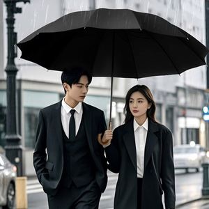 Nouvel Arrivage Parapluie Droit de Luxe pour Homme, Cadeau d'Affaires, Grande Taille, Coupe-Vent, Imperméable, Personnalisé pour le Golf avec Poignée en Bois en J - Product Image 4