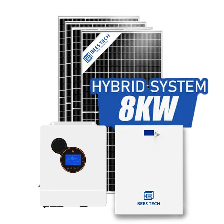 8000W Residential Complete Hybrid ON Off Grid solar power system 8KW 10KW 48v 51.2V solar panel energy storage system kit