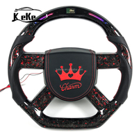 Volant de direction personnalisé en fibre de carbone forgée rouge à LED pour Chrysler 300c Dodge Challenger 2008-2011