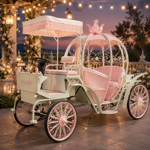 Chariot Électrique Rose en Forme de Citrouille pour Adultes, Carrosse de Princesse Premium pour Fêtes Thème <span class=keywords><strong>Barbie</strong></span>, Fêtes d'Été pour Filles et Camps d'Été - Product Image 2