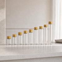 Flacon en verre transparent cylindrique mince avec bouchon à vis, flacon vide pour échantillons de cosmétiques, parfums, huiles essentielles