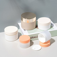 Pots en plastique PP à double paroi de luxe 30g 50g 100g 150g 200g 250g Crème ronde blanche pour les soins de la peau Pot à paroi lourde Emballage de cosmétiques