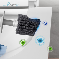 Brosse de nettoyage murale pour toilettes avec longue poignée, installation sans poinçon et nettoyage sans angle mort