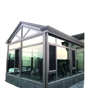 Protezione in alluminio 4 stagioni in alluminio con veranda in vetro retrattile con porte scorrevoli