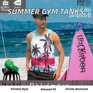 Camisetas de Tirantes Deportivas Casuales de Verano para Hombre, para Gimnasio y Entrenamiento, con Serigrafía, de Spandex/Algodón, de Secado Rápido, Antiencogimiento - Product Image 2