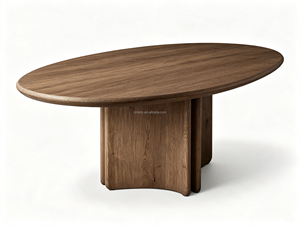 FERLY Tavolo da Pranzo Rotondo Modernista Brasiliano con Base Ondulata Scultorea, 4 Posti, in Legno Massello, Arredamento per la Casa - Product Image 3