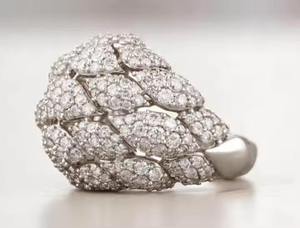 14kt แหวนแต่งงานทองคำขาวที่มีประมาณก้อนโดมกลมเพชรทรงกลมตัดตามธรรมชาติแบบ5CT สำหรับงานค็อกเทลแหวนชั้นดี - Product Image 3