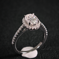 Bagues en argent S925 plaqué rhodium, serties de moissanite ovale couleur D, tendance, pour un cadeau d'anniversaire ou de mariage
