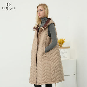 Fourniture directe d'usine longue longueur <span class=keywords><strong>sans</strong></span> manches rembourré vers le bas veste pour femmes manteau de laine pour femmes de haute qualité. - Product Image 4